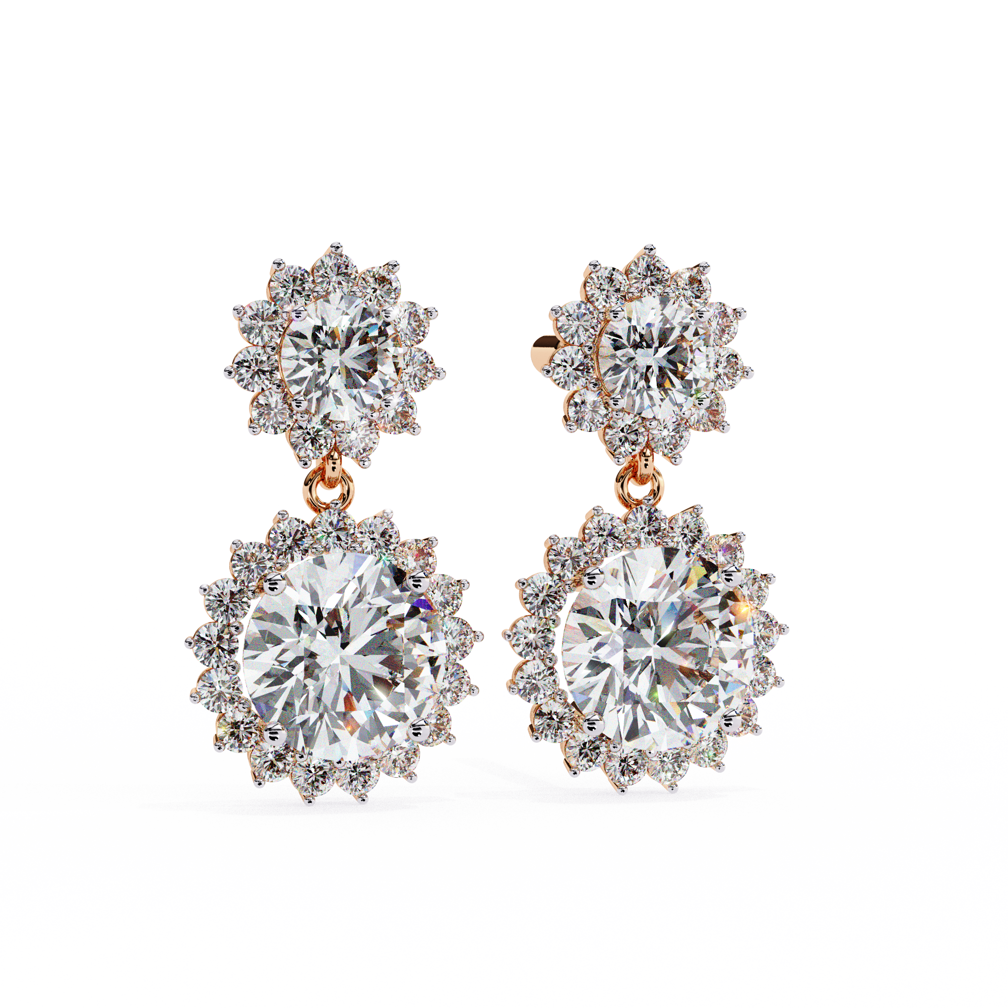 Solitairekart 1.37ct Floral Halo Natural Diamond Drop Earrings-HI Color, VS-SI Clarity